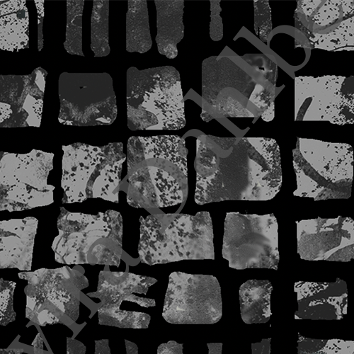 Digitalt textilmönster i svart och grått med blockstruktur, designat av Elvira Dahlberg